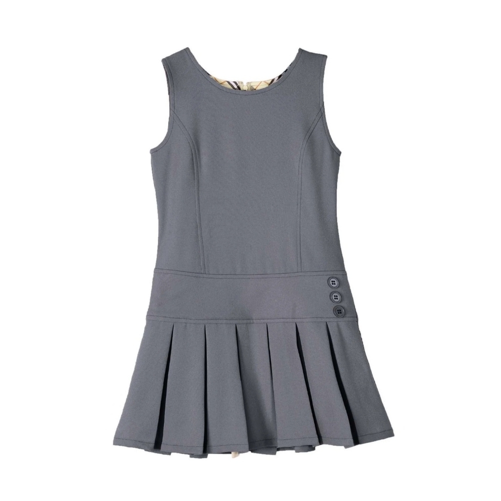 Bienzoe Girl's Stretchy Pleated Hem School Uniforms Jumper Gray size 10